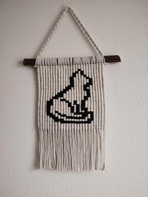 Macramé wandkleed met kat. Sisters Forever., Huis en Inrichting, Woonaccessoires | Wanddecoraties, Nieuw, Ophalen of Verzenden