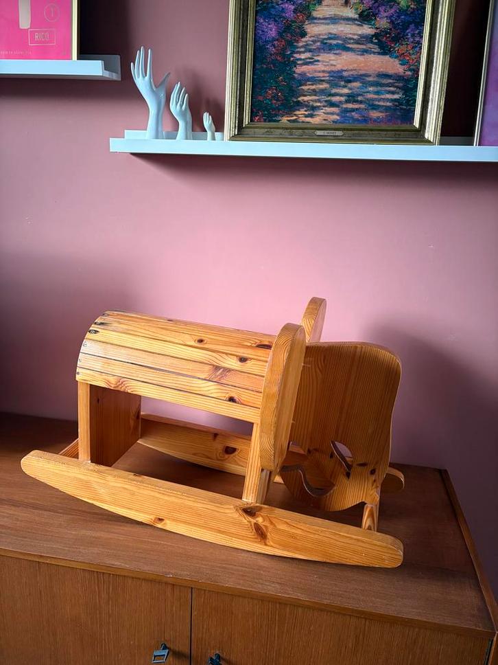 Vintage Grenen Scandinavische Houten Hobbel Olifant, Kinderen en Baby's, Speelgoed | Hobbelfiguren, Gebruikt, Ophalen