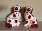 Antiek paar Engels Porseleinen Staffordshire Spaniel honden,, Antiek en Kunst, Antiek | Porselein, Ophalen of Verzenden