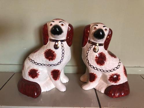 Antiek paar Engels Porseleinen Staffordshire Spaniel honden,, Antiek en Kunst, Antiek | Porselein, Ophalen of Verzenden