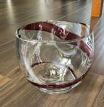 bolvormige glazen schaal fruitschaal glas slingers paars, Antiek en Kunst, Ophalen of Verzenden