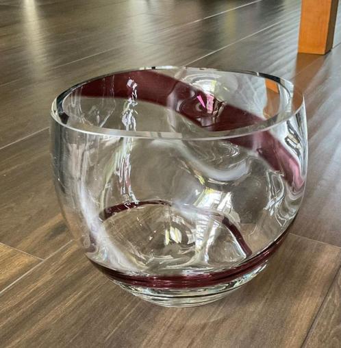 bolvormige glazen schaal fruitschaal glas slingers paars, Antiek en Kunst, Antiek | Glas en Kristal, Ophalen of Verzenden