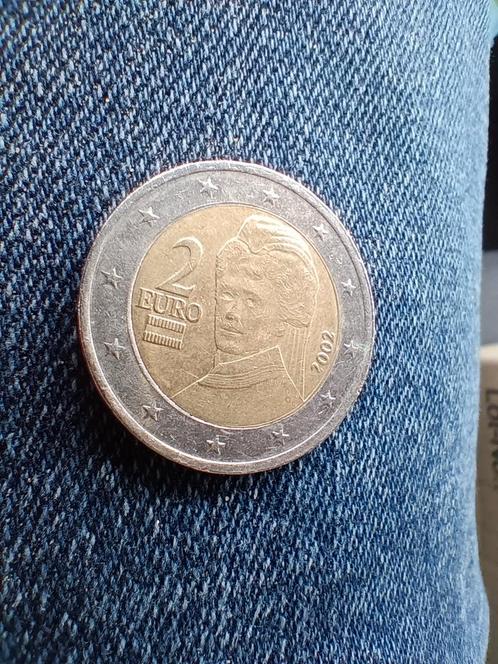 Zeldzame 2 Euromunt van Oostenrijk 2002 met Bertha Von Suttn, Postzegels en Munten, Munten | Europa | Euromunten, Losse munt, 2 euro