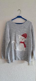 grijze trui met poes, Maat 38/40 (M), Yessica, Ophalen of Verzenden, Grijs