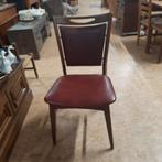 4 vintage mahoniehouten stoelen met rood skaileer, Ophalen of Verzenden