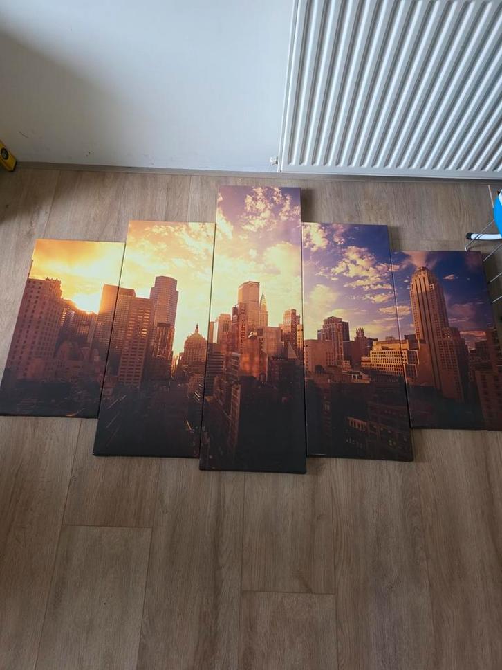 Mooie Drieluik Wanddecoratie, Huis en Inrichting, Woonaccessoires | Schilderijen, Tekeningen en Foto's, Zo goed als nieuw, Print