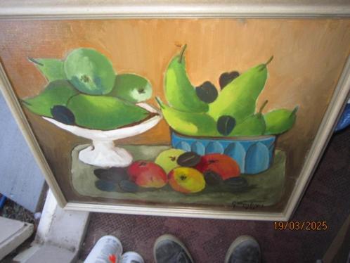 Groot Kubistisch stilleven met fruit G.Mijnsberger, Antiek en Kunst, Kunst | Schilderijen | Klassiek, Ophalen of Verzenden