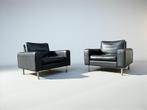 Setje van 2 lederen vintage easy chairs, Ophalen, Zo goed als nieuw, 75 tot 100 cm, 50 tot 75 cm