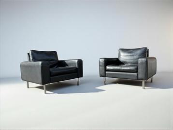 Setje van 2 lederen vintage easy chairs beschikbaar voor biedingen
