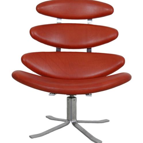 Corona chair van Erik Jørgensen door Poul Volther, Huis en Inrichting, Fauteuils, Gebruikt, Leer, Metaal, 75 tot 100 cm, 75 tot 100 cm