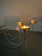 Set van 3 theelichthouders RVS modern design, Ophalen of Verzenden, Zo goed als nieuw, Metaal, Minder dan 25 cm