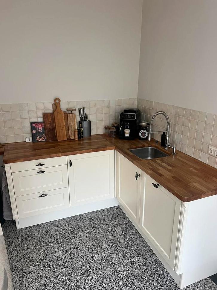 Keukenblok, Huis en Inrichting, Keuken | Complete keukens, Gebruikt, Hoekkeuken, Wit, Hout, Ophalen