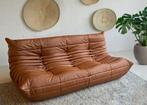 Driezit Togo sofa bank van Ligne Roset in cognac bruin leder, Leer, Vintage, Zo goed als nieuw, Ophalen