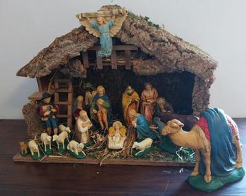 Kerststal 20 delig gipsen vintage beelden  jaren ' 70 beschikbaar voor biedingen