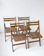 Partij vintage klapstoelen - 6 stoelen/ 60,- totaal, Huis en Inrichting, Stoelen, Gebruikt, Klapstoel, vintage, retro, Bruin, Ophalen of Verzenden