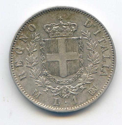 Italië 1	Lira	1867 PR- (XF-), Postzegels en Munten, Munten | Europa | Niet-Euromunten, Italië, Zilver, Verzenden