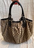 Vintage Gucci Monogram Studded Pelham Tote Small, Beige, Gebruikt, Ophalen of Verzenden, Schoudertasje