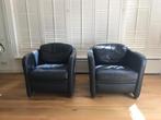 Lederen kuip fauteuil 2X, Huis en Inrichting, Fauteuils, 75 tot 100 cm, Gebruikt, Klassiek, degelijk, 75 tot 100 cm