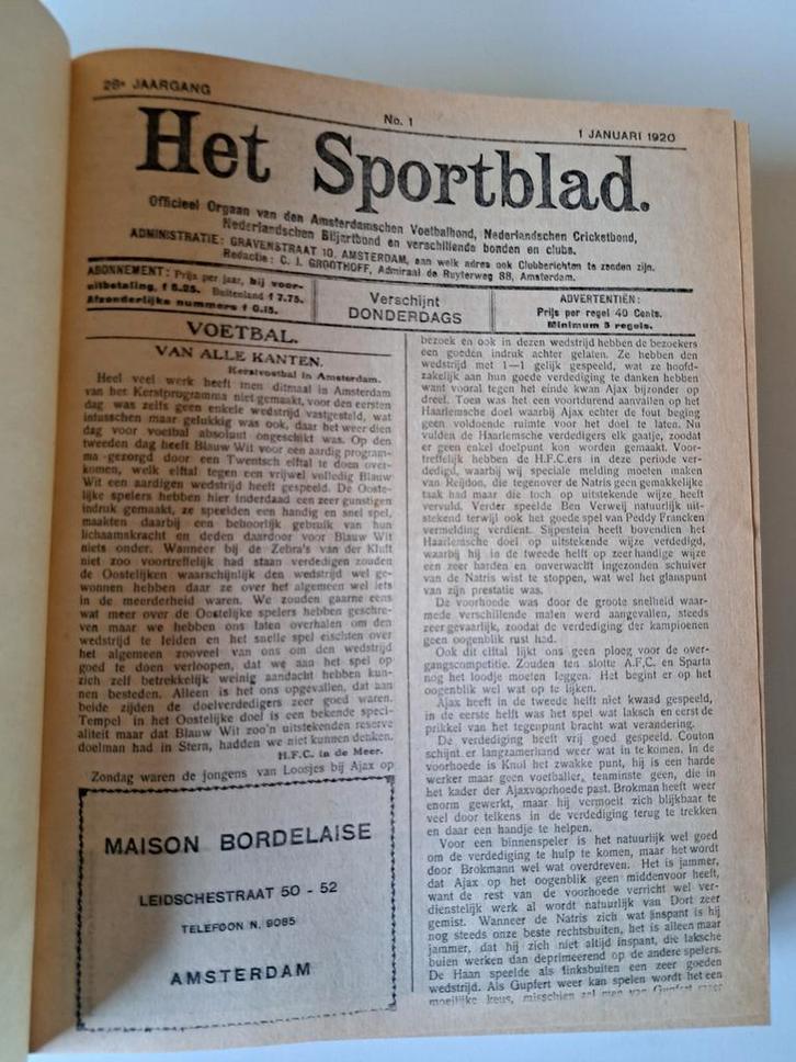 Het Sportblad 1920 - ingebonden!, Boeken, Tijdschriften en Kranten, Gelezen, Krant, Ophalen of Verzenden