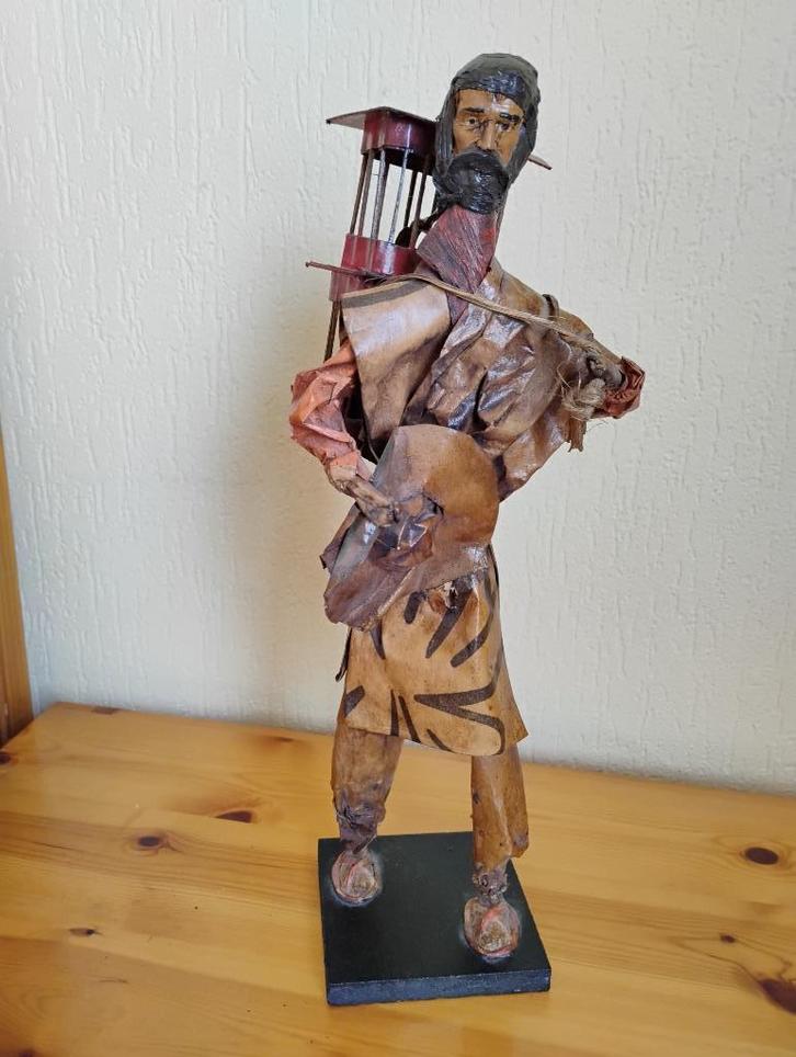 Handgemaakte pop van papier mache man met vogelkooi Mexico, Verzamelen, Poppen, Zo goed als nieuw, Pop, Ophalen of Verzenden