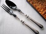 Elegant antiek slacouvert / slabestek zilver + zwart hoorn, Antiek en Kunst, Antiek | Bestek, Ophalen of Verzenden