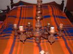 Prachtige antieke eiken bewerkte kroonlamp hanglamp lamp, Ophalen