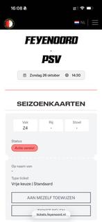 Feyenoord - PSV Z4, Tickets en Kaartjes, Sport | Voetbal, Losse kaart, Eén persoon, Oktober