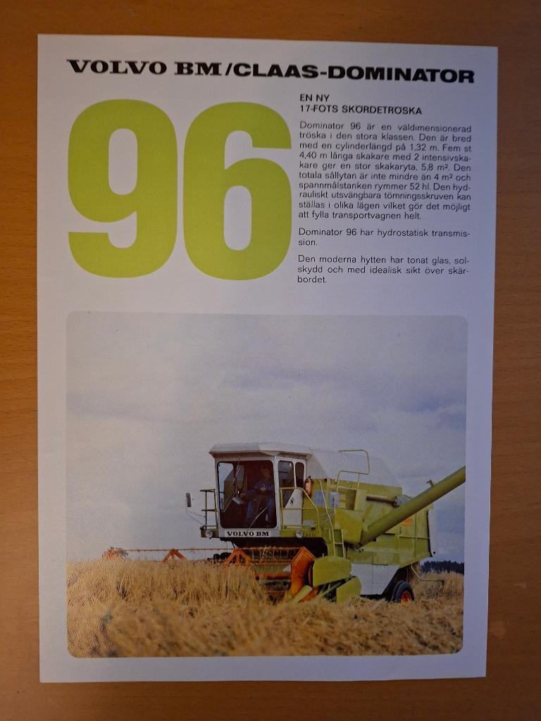 Folder Volvo BM / Claas Dominator 96, Ophalen of Verzenden, Gelezen, Tractor en Landbouw