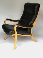 Danish Fauteuil Skalma bruin leer, Huis en Inrichting, Fauteuils, Ophalen, Gebruikt, 75 tot 100 cm, Skalma