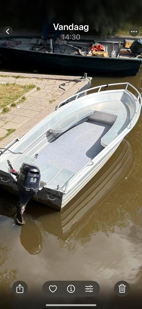 Qwest B381, kussenset, Tohatsu 9.8 4 takt , passend dekzeil, Watersport en Boten, Vis- en Consoleboten, Tot 10 pk, 3 tot 6 meter