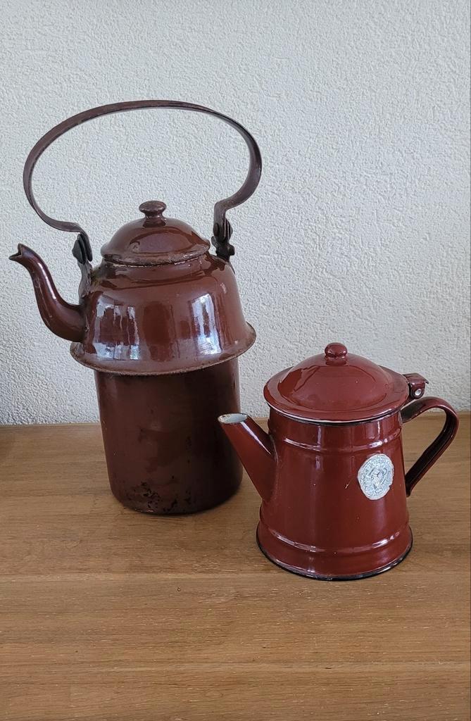 Vintage Emaille set kannen, Antiek en Kunst, Antiek | Emaille, Ophalen of Verzenden