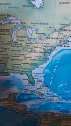 Wereldkaart 200 x 95 cm linnen, Huis en Inrichting, Ophalen, Gebruikt, 125 cm of meer, Schilderij