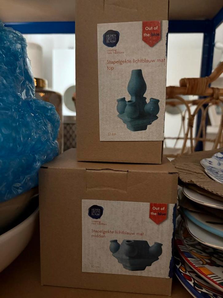 Heinen Delfts Blauw Stapel Tulpenvaas Nieuw, Huis en Inrichting, Woonaccessoires | Vazen, Nieuw, Blauw, Overige materialen, Ophalen of Verzenden
