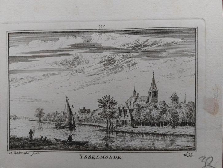 151 / Ysselmonde - IJsselmonde Gravure van A. Rademaker, Antiek en Kunst, Kunst | Etsen en Gravures, Ophalen of Verzenden