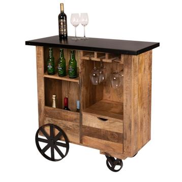 Mango Wijnkar Industrieel Wijntrolley Vintage Wijnrek India beschikbaar voor biedingen