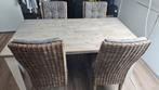 Houten tafelset met 4 stoelen, Tuin en Terras, Tuinsets en Loungesets, Ophalen, Zo goed als nieuw