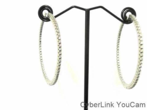 15422 18kt Witgouden Grote Briljanten Creolen 5cm Diameter, Sieraden, Tassen en Uiterlijk, Oorbellen, Zo goed als nieuw, Hangers
