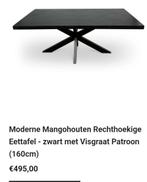 Zwart mango visgraat houten tafel metalen onderstel, Huis en Inrichting, Tafels | Eettafels, 50 tot 100 cm, 150 tot 200 cm, Ophalen of Verzenden