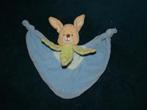 jolly baby blauw met groen knuffeldoekje  konijn kopje, Ophalen of Verzenden, Zo goed als nieuw, Konijn