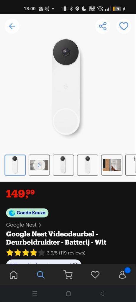 Google Nest Videodeurbel - Nieuw in verpakking, Huis en Inrichting, Deurbellen, Nieuw, Draadloos, Compatibel met smartphone, Bewegingsdetectiesensor