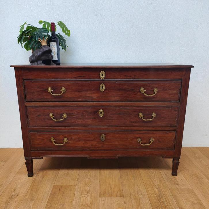 Antieke Mahoniehouten ladekast, commode ladekastje, Huis en Inrichting, Kasten | Ladekasten, Gebruikt, Minder dan 100 cm, 50 tot 100 cm