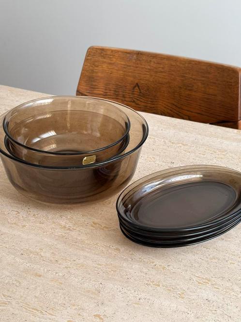 Vintage Arcoroc schalen set, Huis en Inrichting, Keuken | Servies, Zo goed als nieuw, Schaal of Schalen, Overige stijlen, Glas