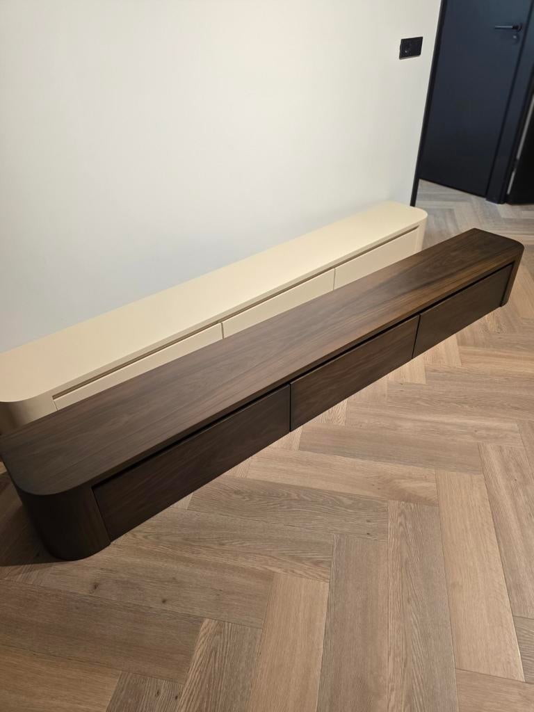Japandi TV meubel walnoot 180/240 cm | Echt hout | Geen MDF, Huis en Inrichting, Ophalen, 150 tot 200 cm, Nieuw, Minder dan 100 cm