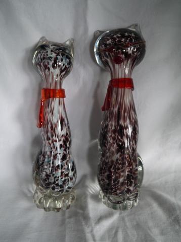 2 murano glas stijl handgeblazen poezen beschikbaar voor biedingen