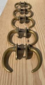 5x Deurklinken oud ANTIEK ‘Gouden Stierenhoorn’ deurkrukken, Ophalen of Verzenden, Koper of Messing, Klink of Kruk