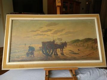DE Garnalen/Schelpen visser aan het werk op strand beschikbaar voor biedingen