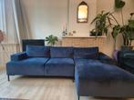 Blauw Velvet Hoekbank, Huis en Inrichting, Gebruikt, Hoekbank, 75 tot 100 cm, Ophalen of Verzenden