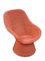 Vintage oranje fauteuil rieten stoel pauwenstoel 70, Huis en Inrichting, Riet of Rotan, Vintage jaren 60-70, Zo goed als nieuw