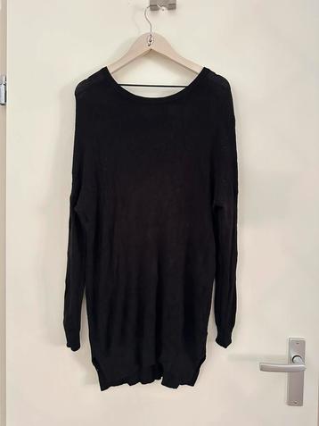 Dames lange trui vest zwart tricot top zwart jurk rits XS S beschikbaar voor biedingen