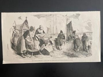 schokland emmeloord oude gravure 1846 zeldzaam museum beschikbaar voor biedingen